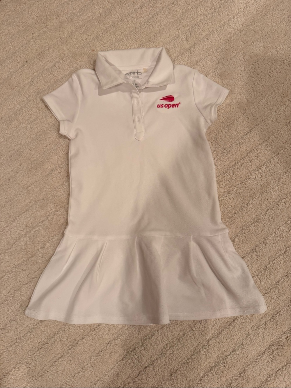 Girls' White Polo Dress with Tennis Logo